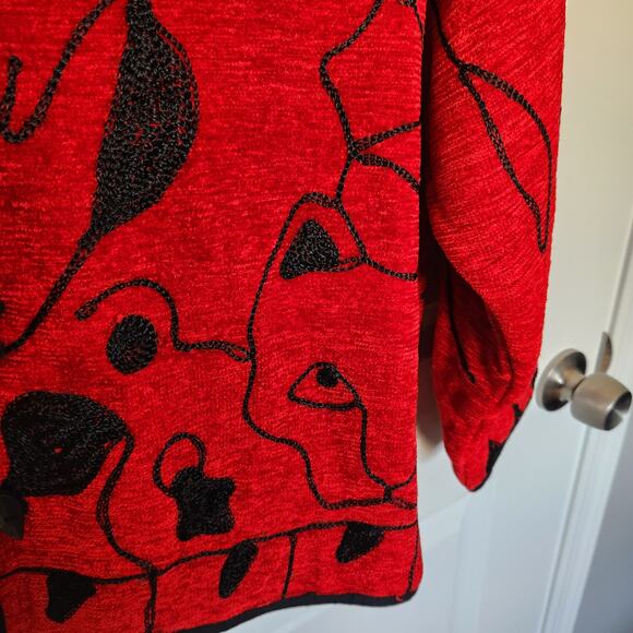 SaraStudio Plus Red Embroidered Abstract Animal JacketVintage NWT 3XL - Picture 5 of 12